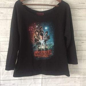 Women’s  off the shoulder long sleeve sweat shirt.